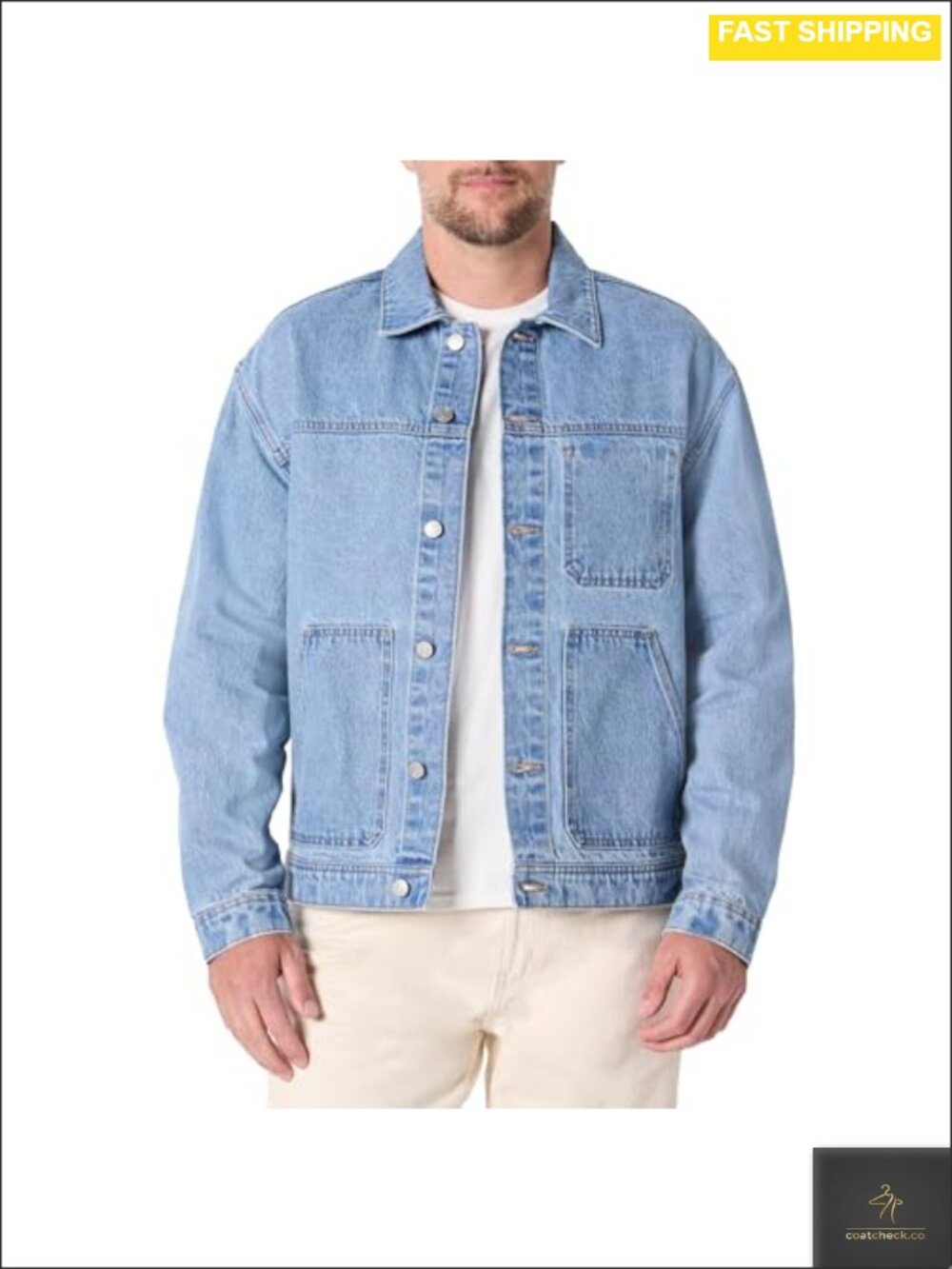 Men's Heavyweight Rigid Denim Utility Jacket Relaxed Fit Shacket